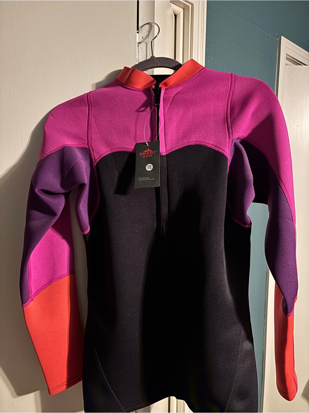 Neoprene Colorblock Wetsuit Jacket in Pink, Purple & Black